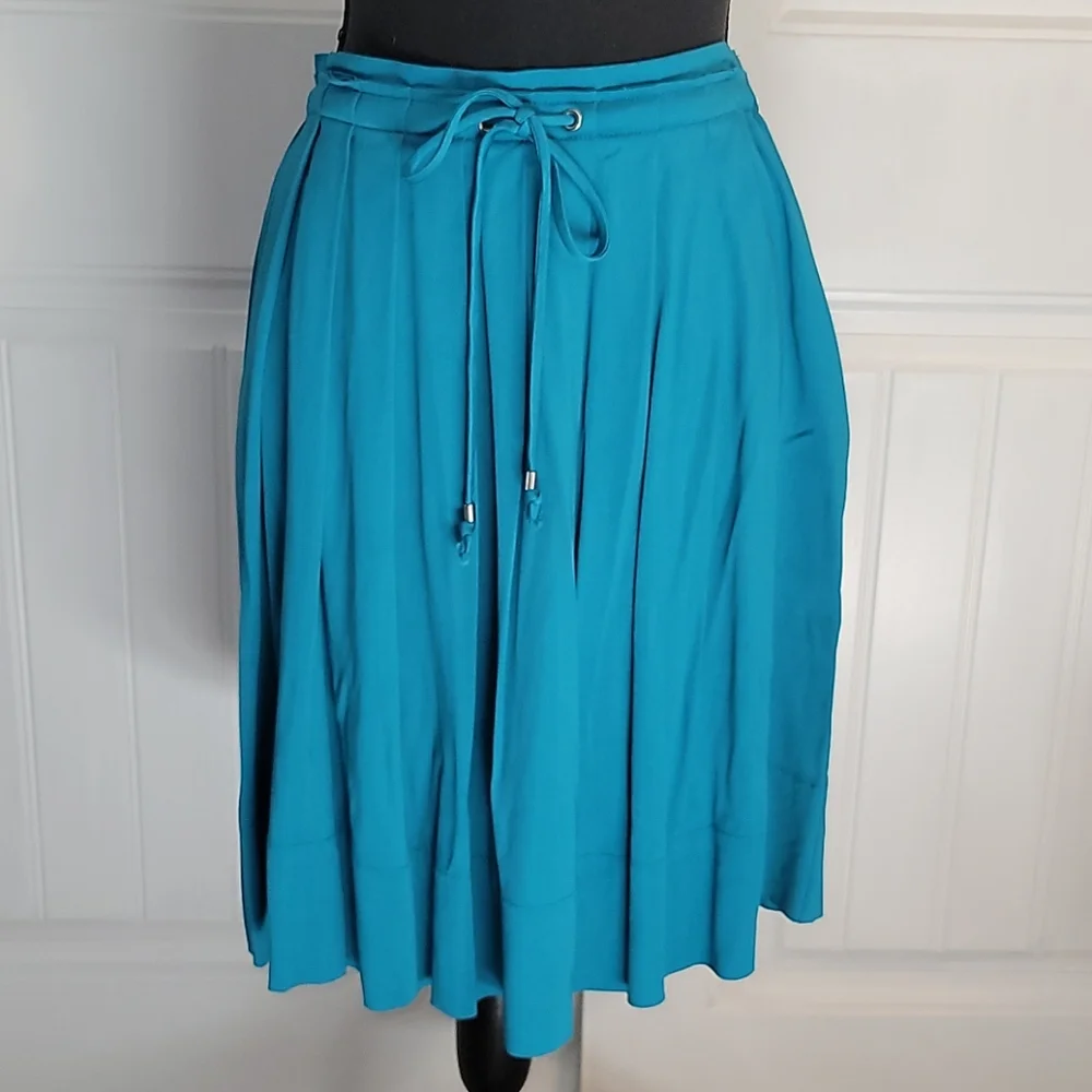 Loft A-Line Silky Teal Skirt (0026)